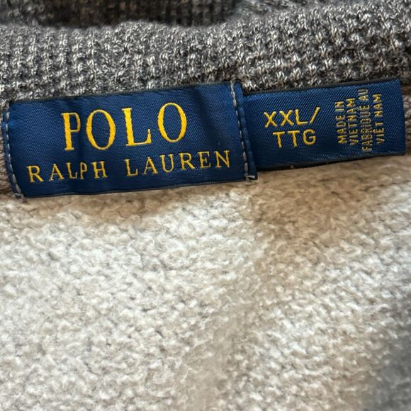 Polo Ralph Lauren Sweatshirt Men's XXL Dark Gray Full Zip Thermal Hoodie Pony - Picture 4 of 4